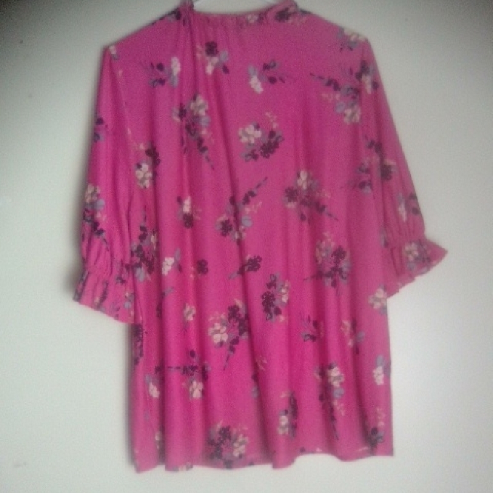 MELLODAY Floral Pink Women's Top SIZE 1X - Picture 5 of 7